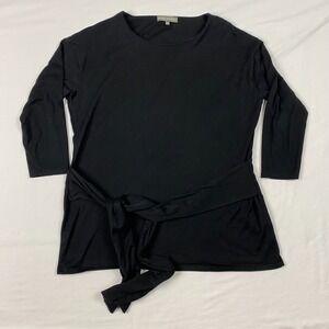 Sitka Semsch Womens blouse M Lightweight Pima Cotton tie bow front 3/4 sleeve